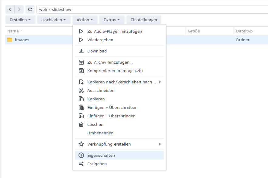 Installation auf dem NAS