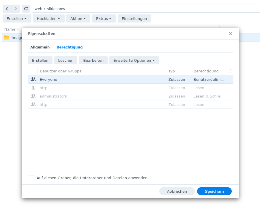 Installation auf dem NAS